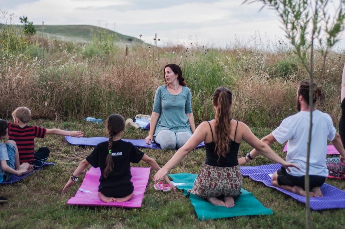 Julia teaching a Kundalini yoga class